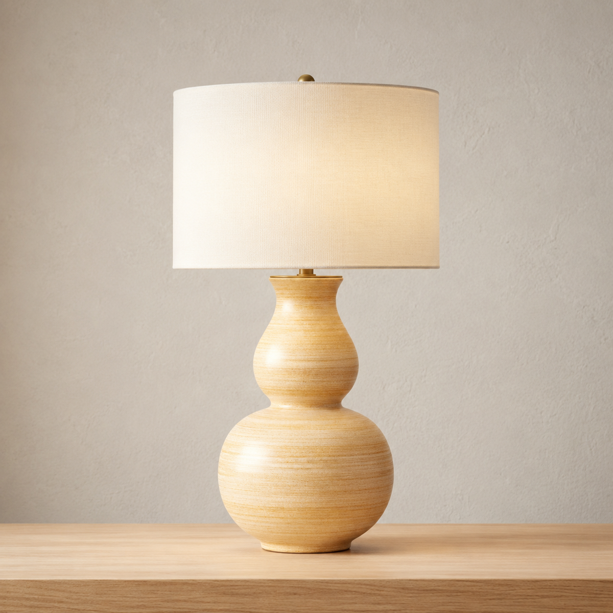 Beige 27-inch ceramic table lamp with mustard finish