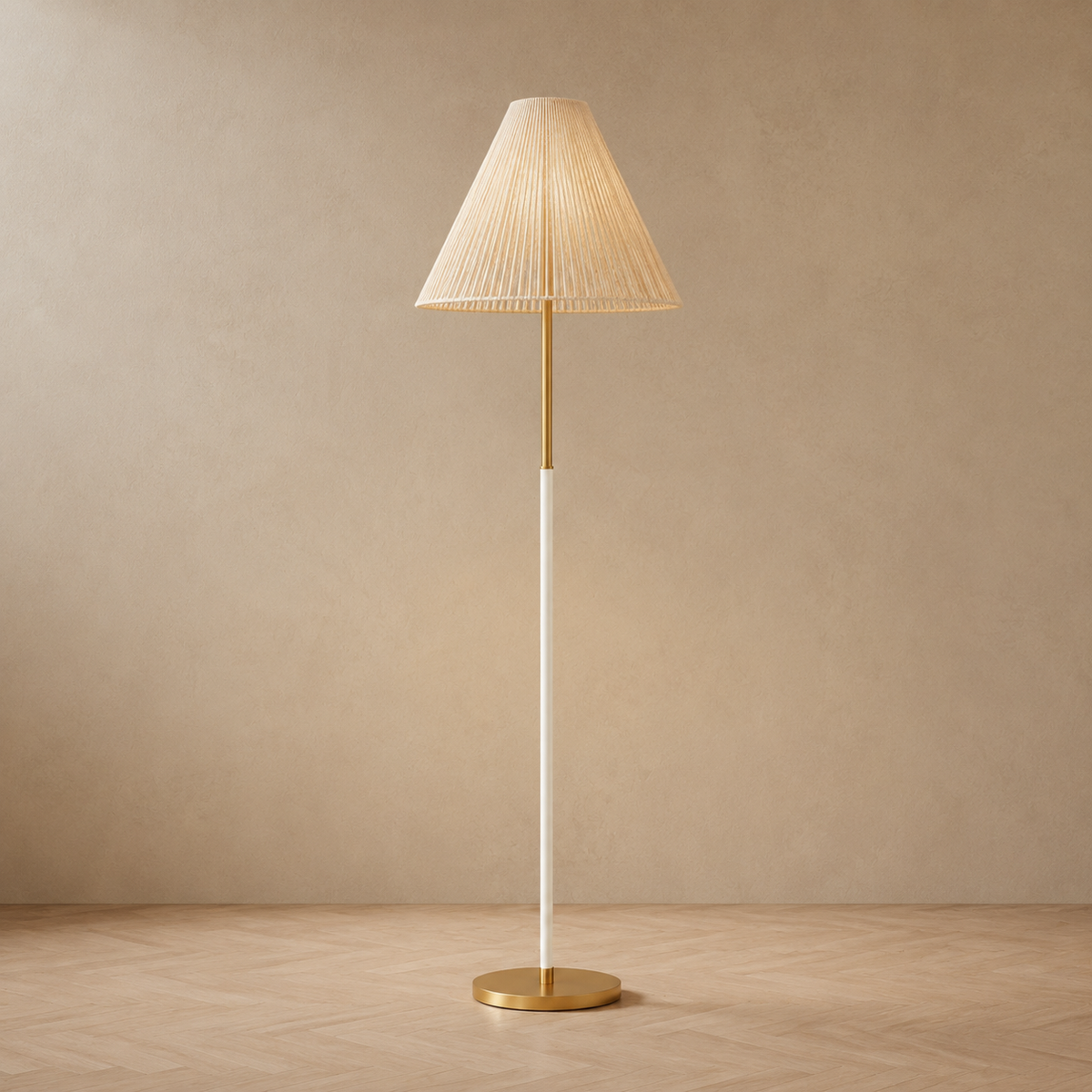 Beige 64-inch floor lamp with abaca rope shade