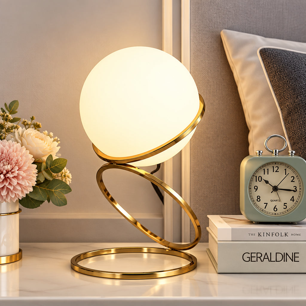 Modern Bedroom Bedside Table Lamp with Ball Design