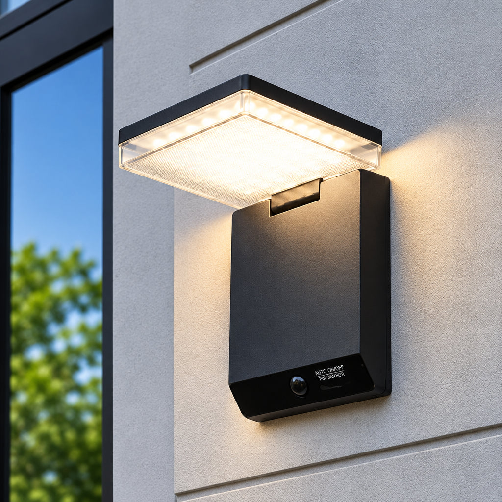 Waterproof Foldable Solar Wall Light with Human Motion Sensor for Outdoor Use